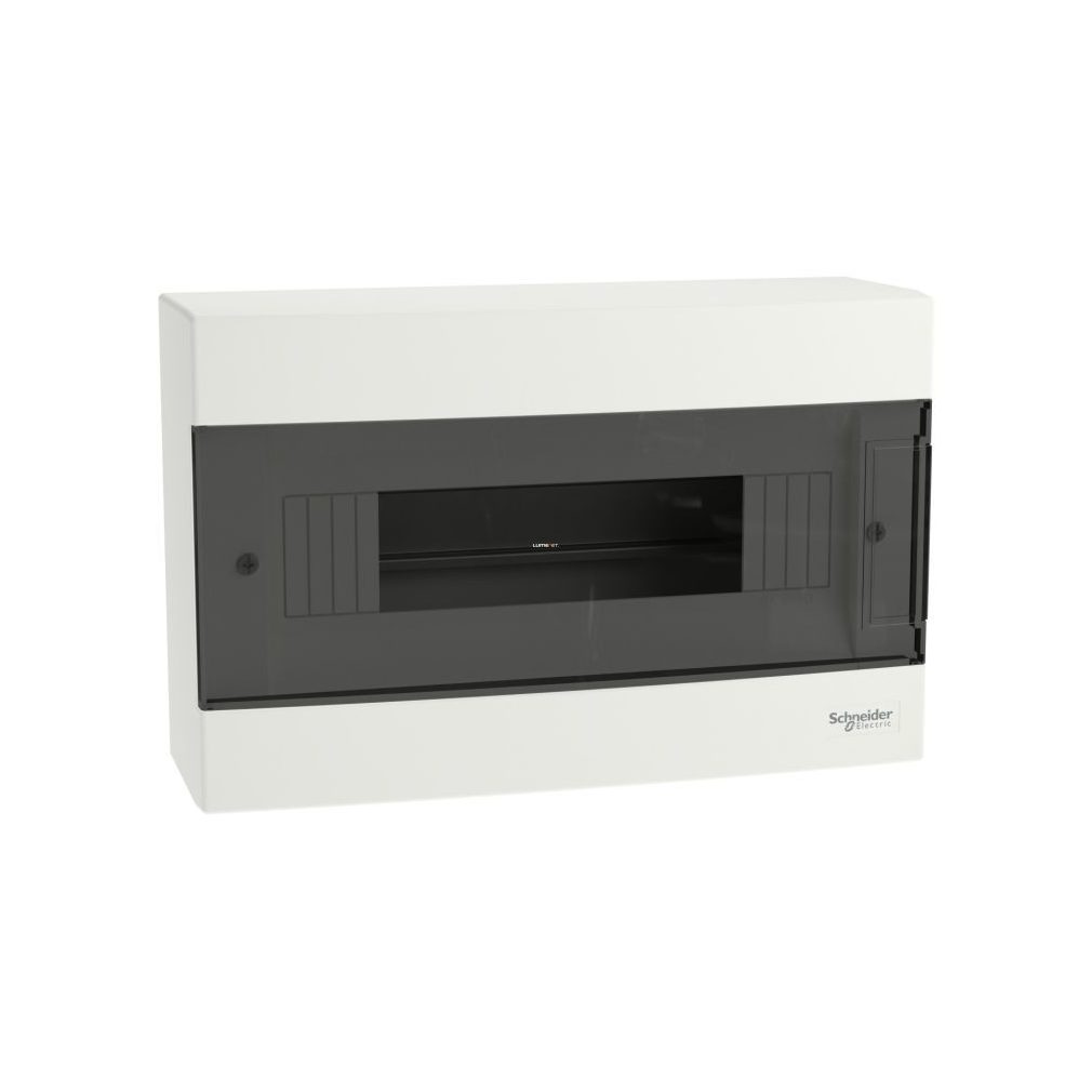 Schneider distribuitor mic, montat pe perete, cu 1 rând, 18 module, cu ușă fumurie, IP40, șină PE/N Easy9 (EZ9EUC118)