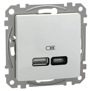   Schneider Electric Sedna Design & Elements - SDD111405 - Încărcător dual USB, A+C, 21 W, alb
