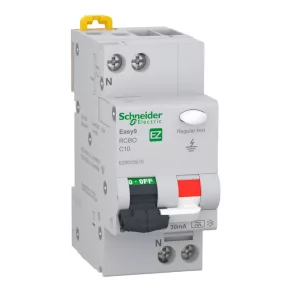   Schneider Electric Easy9 Pro - EZ9D55610 - Întrerupător cu protecție împotriva curentului rezidual, clasa A, 1P-N, C, 10 A, 30 mA