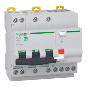  Schneider Electric Easy9 Pro - EZ9D55710 - întrerupător cu protecție la curent rezidual, clasa A, 3P-N, C, 10A, 30mA