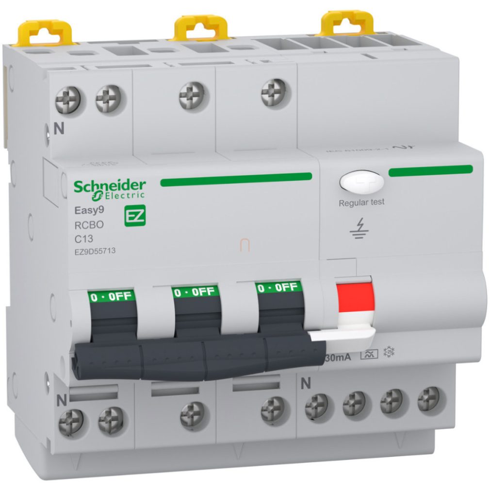 Schneider Easy9 Pro disjunctor cu protecție la curent 3P+N C 13A, 30mA, clasa A (EZ9D55713)