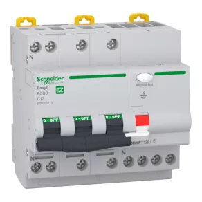   Schneider Electric Easy9 Pro - EZ9D55713 - întrerupător cu protecție la curent rezidual, clasa A, 3P-N, C, 13A, 30mA