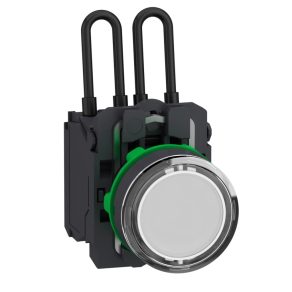   Schneider Electric Harmony XB5 - XB5AW21G5 - lampă de testare LED completă cu buton din plastic, Ø22, 110/120 V c.a., albă