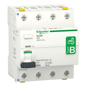   Schneider Electric Acti9 iID - A9Z51440 - Curent EV - întrerupător de circuit, clasa B, 4P, 40A, 30mA