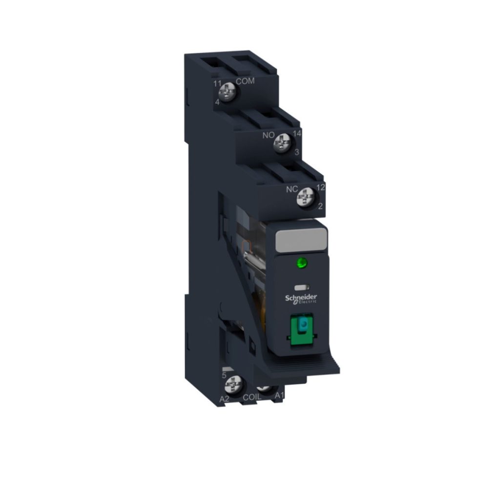 RXG Relee interfață cu priză, 1CO, 10A, 24VDC, buton de testare, LED RXG12BDPV Schneider