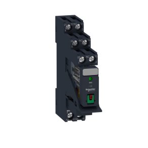   Relee electromecanice Schneider Electric Harmony - RXG22B7PV - Releu de interfață RXG cu soclu, 2CO, 5A, 24VAC, buton de testare, LED
