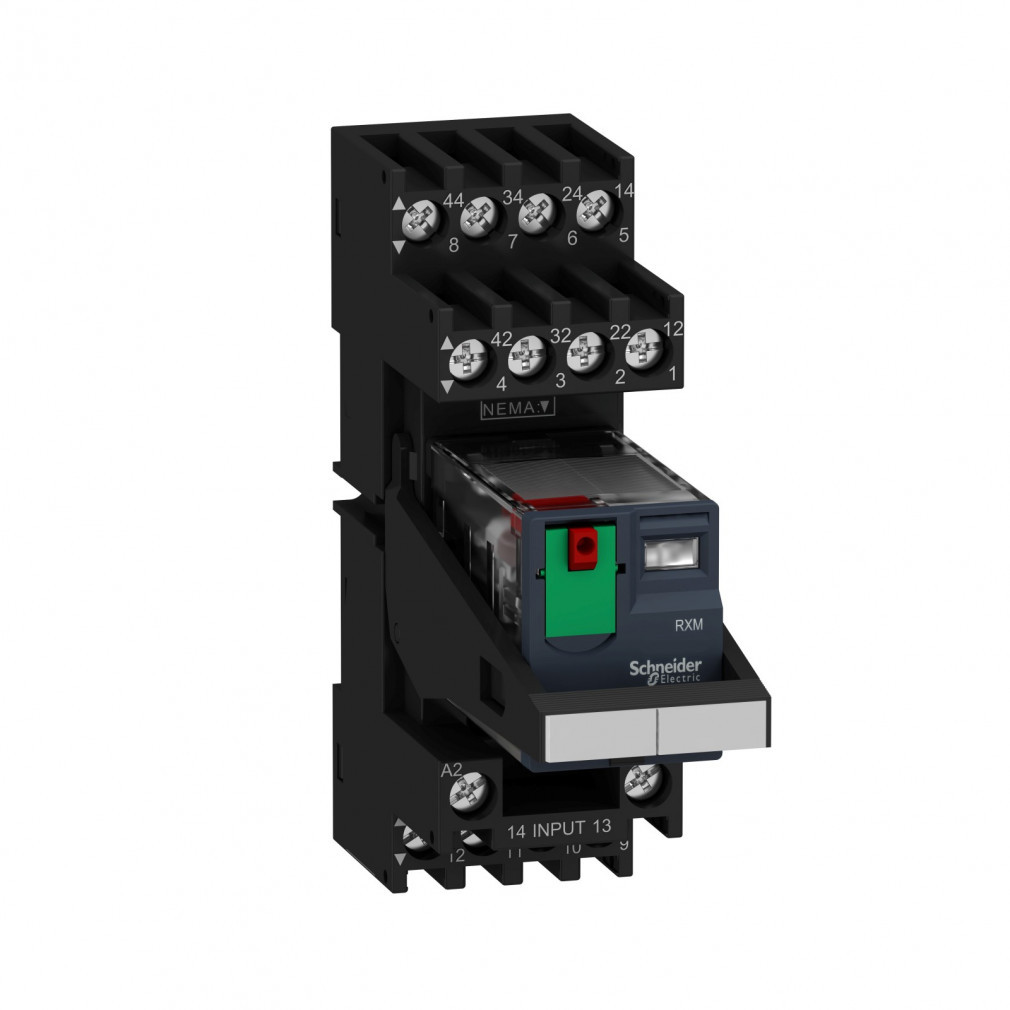 Relee miniaturizat Schneider RXM, 2CO, 12A, 230VAC, LED, dispunere mixtă RXM2AB2P7PVM