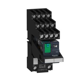   Relee electromecanice Schneider Electric Harmony - RXM4AB2BDPVS - Releu miniatural RXM, 4CO, 6A, 24 VCC, buton de testare, LED, dispunere separată