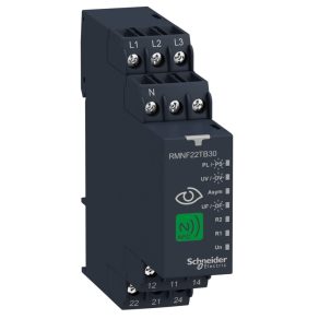   Relee de control Schneider Electric Harmony - RMNF22TB30 - releu trifazic de monitorizare a fazei și tensiunii, NFC, 2CO, 8A, multifuncțional, întârziere la pornire și oprire.