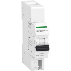   Schneider Electric Acti9 iC60 RCBO (2P, 3P, 4P) - A9A19806 întrerupător cu declanșare la tensiune zero, 220 - 240 V c.a.