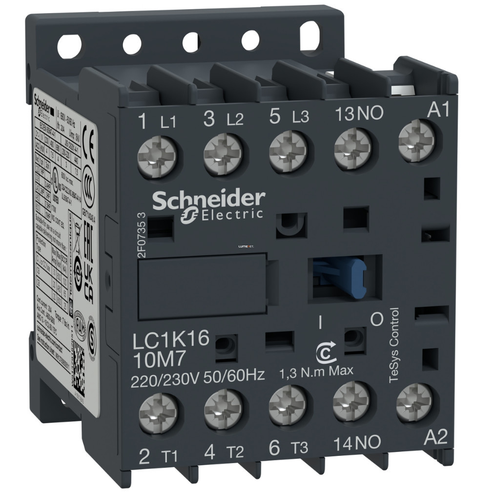 Schneider TeSys AC magnetocontactor 16A, AC, 24VAC tensiune bobină, 50Hz (LC1K1610B5)