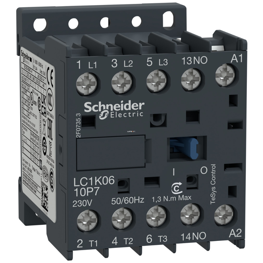 Schneider TeSys AC magneto-disconnect switch 6A, AC, 230VAC coil voltage, 50Hz (LC1K0610P5)