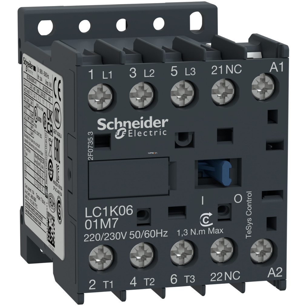 Schneider TeSys AC magnetocontactor 6A, AC, 230VAC tensiune bobină, 50Hz (LC1K0601P5)