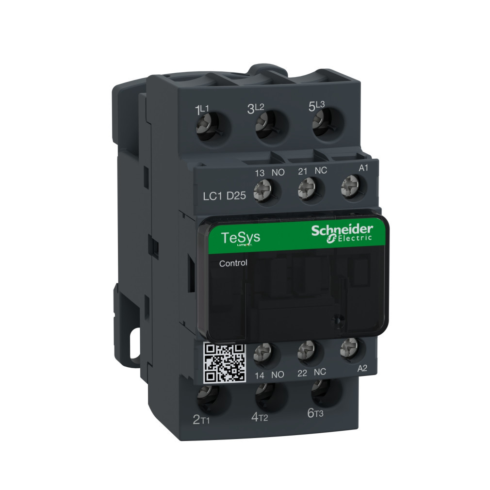 Magneto Schneider TeSys AC, 11 kW/25 A (400 V, AC3), conexiune cu șurub, tensiune bobină 48 VAC, 50 Hz (LC1D25E5)