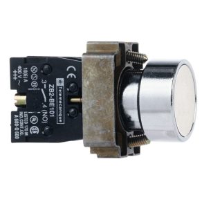   Schneider Electric Easy Harmony XB2 - XB2BA11C - Buton apăsat, alb, 1 NO, metal, montare încastrată, 22 mm, revenire cu arc, nemarcat
