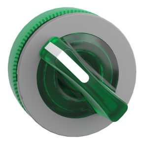   Schneider Electric Harmony XB5 - ZB5FK1433C0 - cap comutator selector iluminat din plastic, montat încastrat, Ø30, 2 poziții, verde, retur din dreapta, margine gri