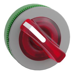   Schneider Electric Harmony XB5 - ZB5FK1443C0 - cap comutator selector iluminat din plastic, montat încastrat, Ø30, 2 poziții, roșu, retur din dreapta, margine gri