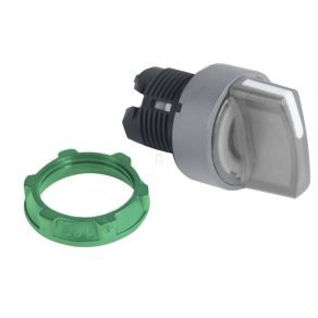   Schneider Electric Harmony XB5 - ZB5FK1813C0 - comutator selector iluminat din plastic, montat încastrat, Ø30, 3 poziții, alb, retur dreapta, margine gri