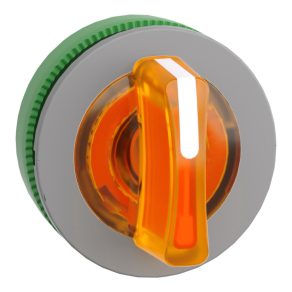   Schneider Electric Harmony XB5 - ZB5FK1853C0 - cap comutator selector iluminat din plastic, montat încastrat, Ø30, 3 poziții, portocaliu, margine gri