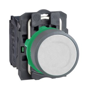   Schneider Electric Harmony XB5 - XB5AA11C0 - buton complet din plastic, Ø22, retur, 1NO, alb, inel gri