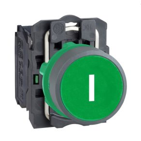   Schneider Electric Harmony XB5 - XB5AA3311C0 - buton complet din plastic, Ø22, retur, 1NO, alb, „I”, inel gri