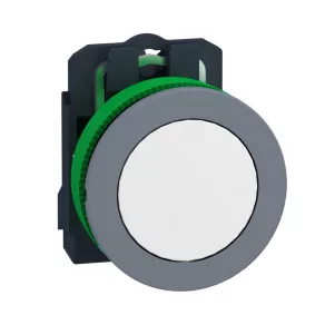   Schneider Electric Harmony XB5 - XB5FA11C0 - buton complet din plastic pentru montare încastrată, Ø30, retur, 1NO, alb, inel gri