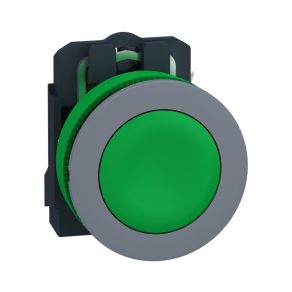   Schneider Electric Harmony XB5 - XB5FA31C0 - buton complet din plastic pentru montare încastrată, Ø30, retur, 1NO, verde, inel gri