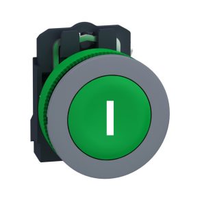   Schneider Electric Harmony XB5 - XB5FA3311C0 - buton complet din plastic pentru montare încastrată, Ø30, retur, 1NO, alb, „I”, inel gri