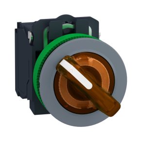   Schneider Electric Harmony XB5 - XB5FK125B5C0 - întrerupător complet din plastic pentru montare încastrată, Ø30, 2 poziții, 24 V, 1NO+1NC, portocaliu, inel gri