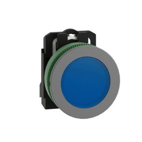   Schneider Electric Harmony XB5 - XB5FVB6C0 - indicator luminos LED complet din plastic, montat încastrat, Ø30, 24 V c.a./c.c., albastru, inel gri