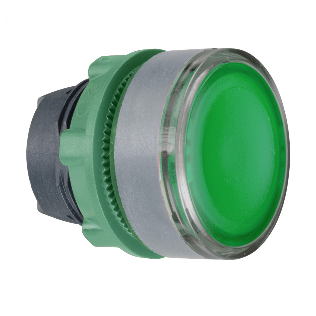 Schneider Harmony cap buton iluminat din plastic, D22, buton, verde, margine gri ZB5AH033C0