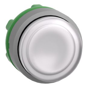   Schneider Electric Harmony XB5 - ZB5AH13C0 - buton iluminat din plastic, Ø22, push-push, proeminent, alb, margine gri