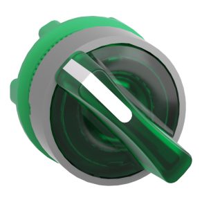   Schneider Electric Harmony XB5 - ZB5AK1433C0 - cap comutator selector iluminat din plastic, Ø22, 2 poziții, verde, retur dreapta, margine gri