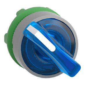   Schneider Electric Harmony XB5 - ZB5AK1463C0 - cap comutator selector iluminat din plastic, Ø22, 2 poziții, albastru, retur dreapta, margine gri