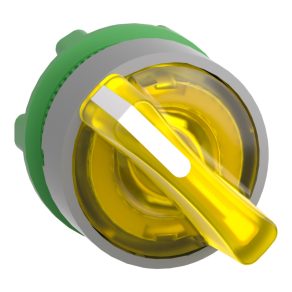   Schneider Electric Harmony XB5 - ZB5AK1483C0 - cap comutator selector iluminat din plastic, Ø22, 2 poziții, galben, retur dreapta, margine gri