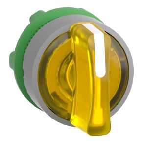   Schneider Electric Harmony XB5 - ZB5AK1783C0 - cap comutator selector iluminat din plastic, Ø22, 3 poziții, galben, revenire de la stânga la centru, margine gri