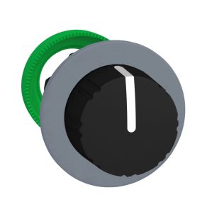   Schneider Electric Harmony XB5 - ZB5FD79C0 - cap de comutator din plastic încastrat, Ø30, 3 poziții cu revenire la stânga, zimțat, negru, margine gri