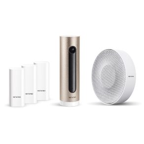   Kit de securitate inteligent Legrand Netatmo, design turn, include: 1x hub cameră interioară, 1x difuzor alarmă, 1x kit senzor de deschidere - NBU-AS-PRO