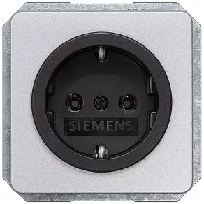   Priză Siemens 5UB1463, argintie (RAL9006), cu inserție neagră, profil DELTA