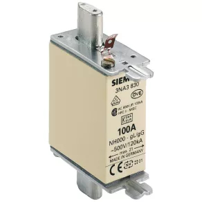   Siguranță cu lamă Siemens 3NA3830, NH-000, 100 A gG, 500 V c.a., 250 V c.c.