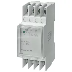   Relé de monitorizare a tensiunii Siemens 5TT3406, 3F+N, 230/400 V c.a., 2 contacte, 0,7...0,95 Uc, histerezis 5 (reglabil)