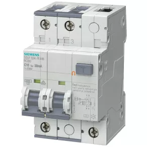   Întrerupător de curent Siemens cu protecție la curent de scurtcircuit 2P B 10 A 10 kA 30 mA