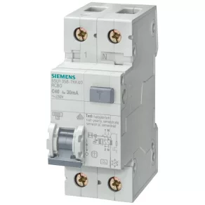   Întrerupător de curent Siemens 5SU1353-7KK06 cu protecție la curent, 1C+N, 6 A, 4,5 kA, 30 mA, tip A