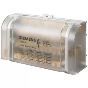  Bloc de distribuție Siemens 5ST2503 4P 160 A, intrare: 1x10–35 mm², ieșire: 3x6–25 mm², 8x2,5–16 mm²