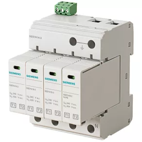   Siemens 5SD7414-3 descărcător combinat de supratensiune, T1+2/B+C, 3+1P, 50 kA, 335/264 V, TNS/TT, cu semnalizare la distanță
