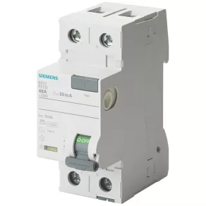   Relé de protecție Siemens 5SV3312-6KK12, 25 A, 2 poli, 30 mA, tip A, SIGRES, 230 V c.a.