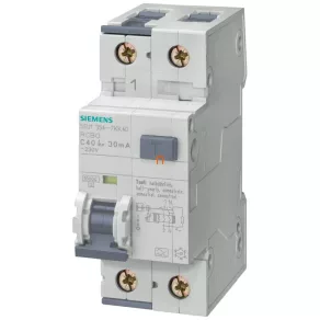   Mini-întrerupător cu protecție la curent de la Siemens, 1P+N, B, 6 A, 10 kA, 30 mA