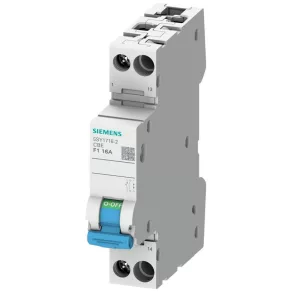   Întrerupător mic Siemens 5SY1716-2, 1P 16 A, contact auxiliar F1 + 1NO, 230 V c.a./60 V c.c.