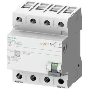  Relé de protecție Siemens 5SV3346-4, 63 A, 4 poli, 30 mA, tip B, K (super rezistent)