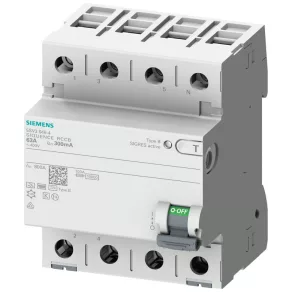  Relé de protecție Siemens 5SV3644-4, 40 A, 4 poli, 300 mA, tip B